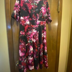 Floral Black and Pink Dress